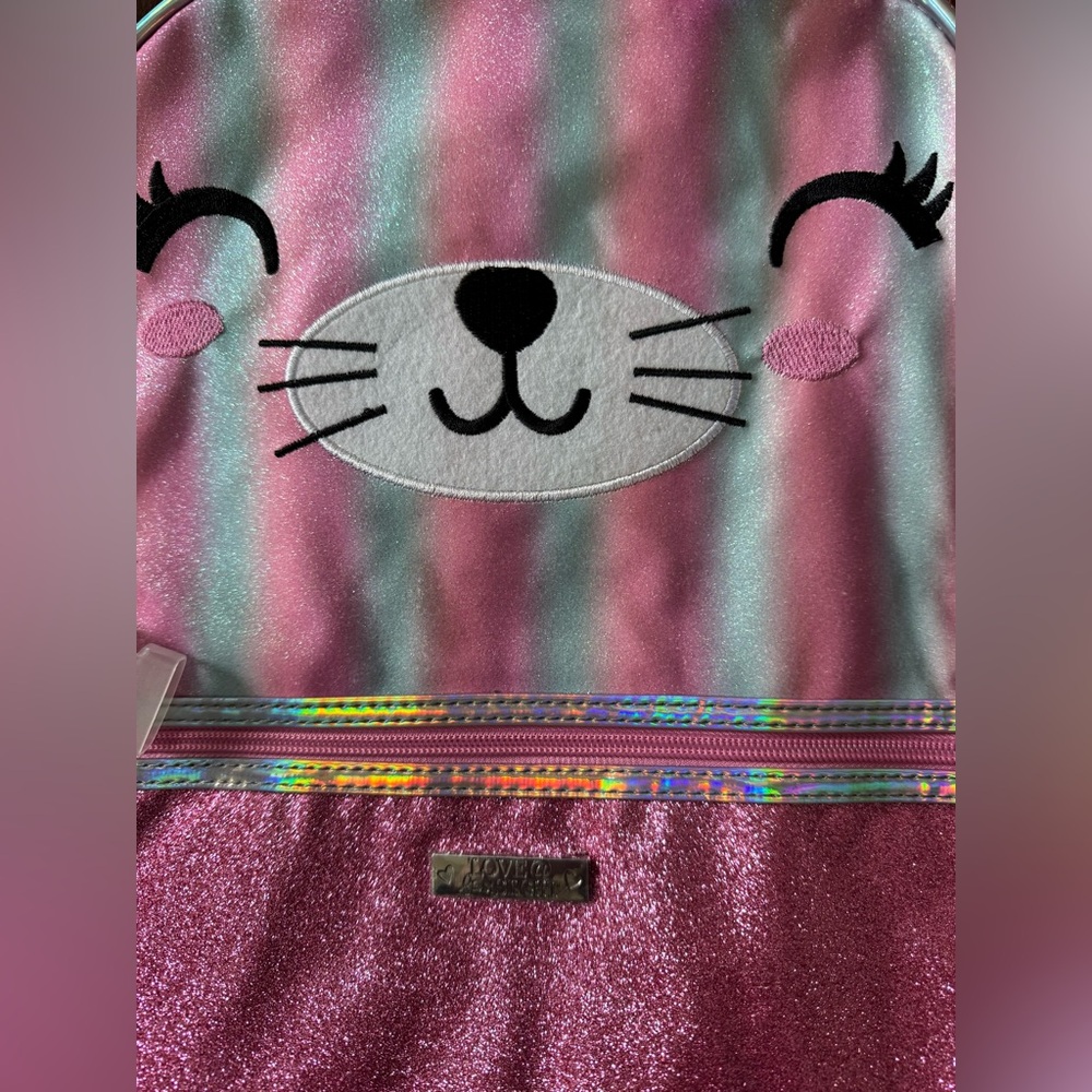Child Girl Backpack and Lunchbox Fashion Shiny Kitty 2Piece Set, Never Used NWOT - Picture 4 of 5